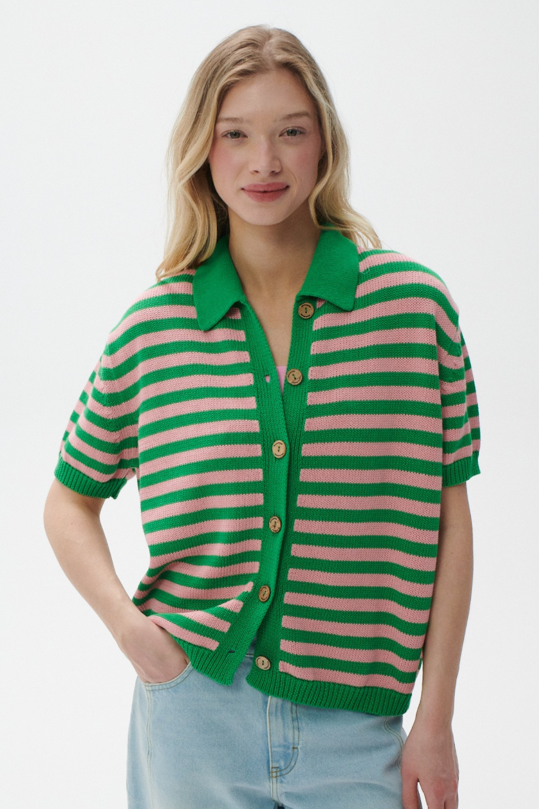 KARDIGAN MIRIELLE Z BAWEŁNY ORGANICZNEJ W PASKI