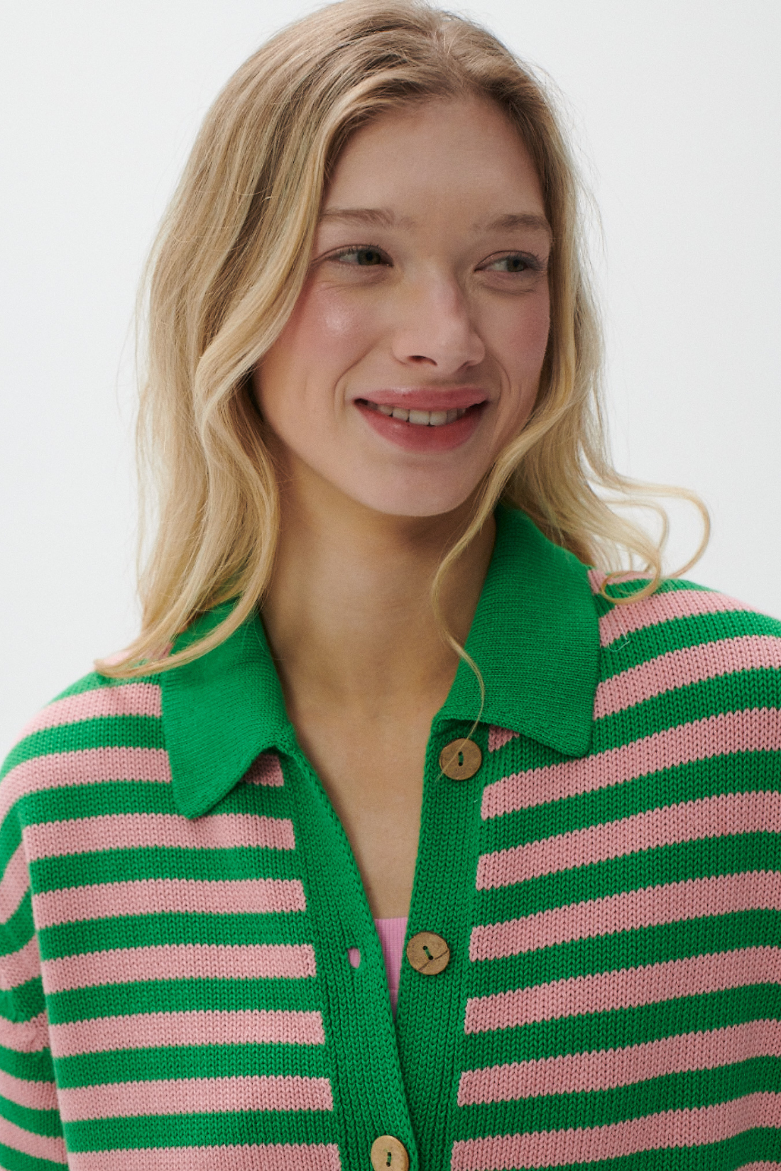 KARDIGAN MIRIELLE Z BAWEŁNY ORGANICZNEJ W PASKI