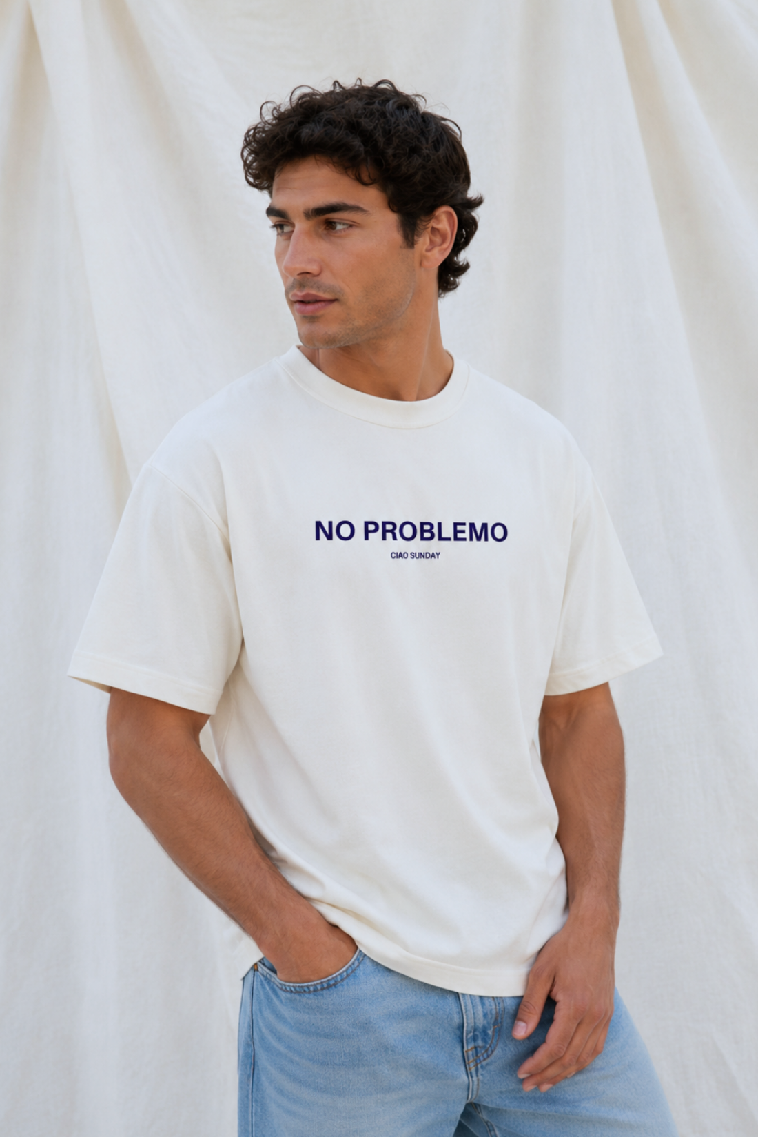 T-SHIRT NO PROBLEMO ŚMIETANKOWY - MEN