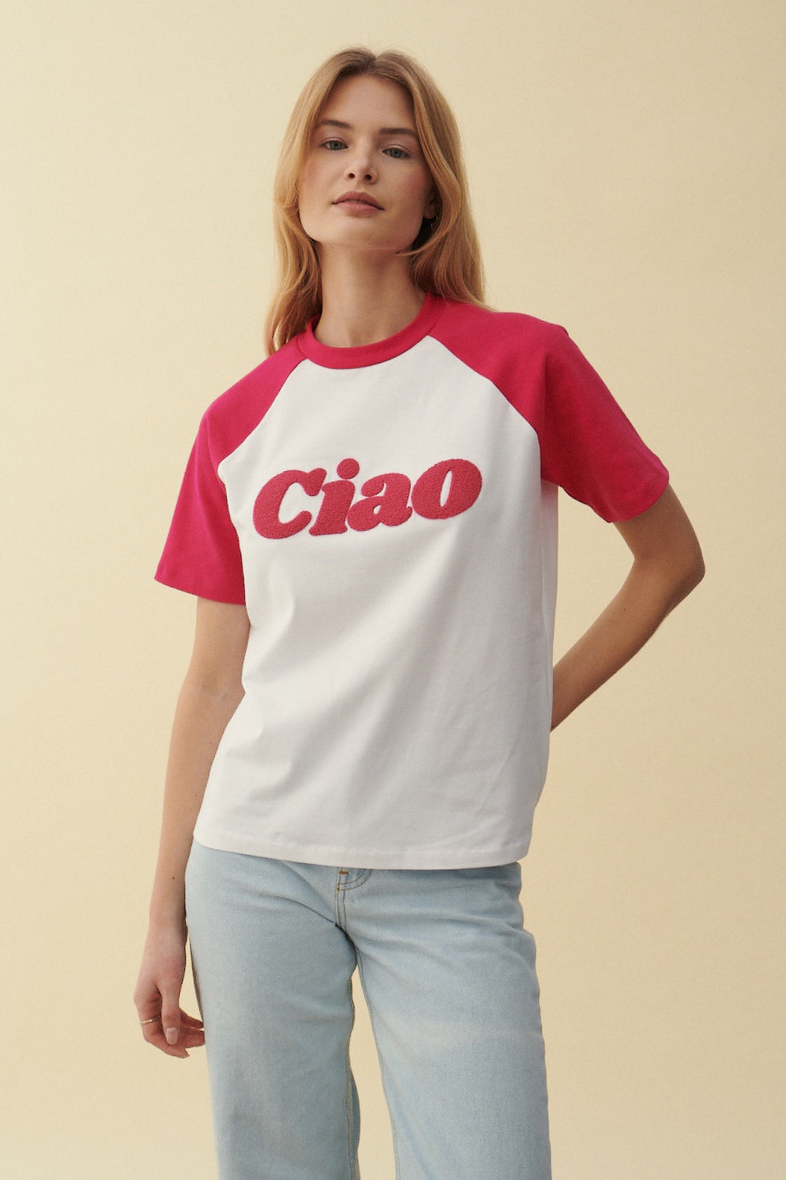 T-SHIRT BASEBALL CIAO PINK