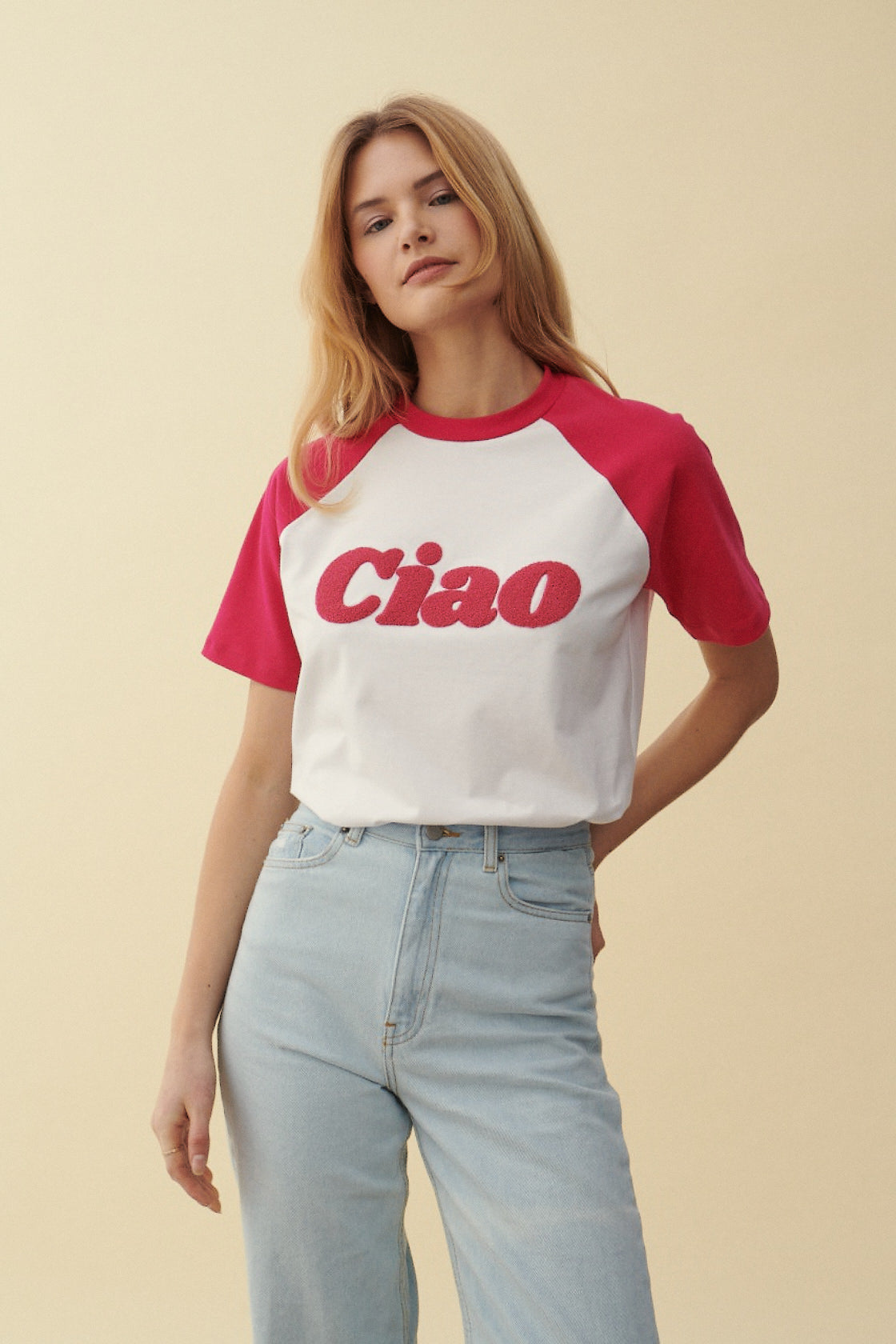 T-SHIRT BASEBALL CIAO PINK