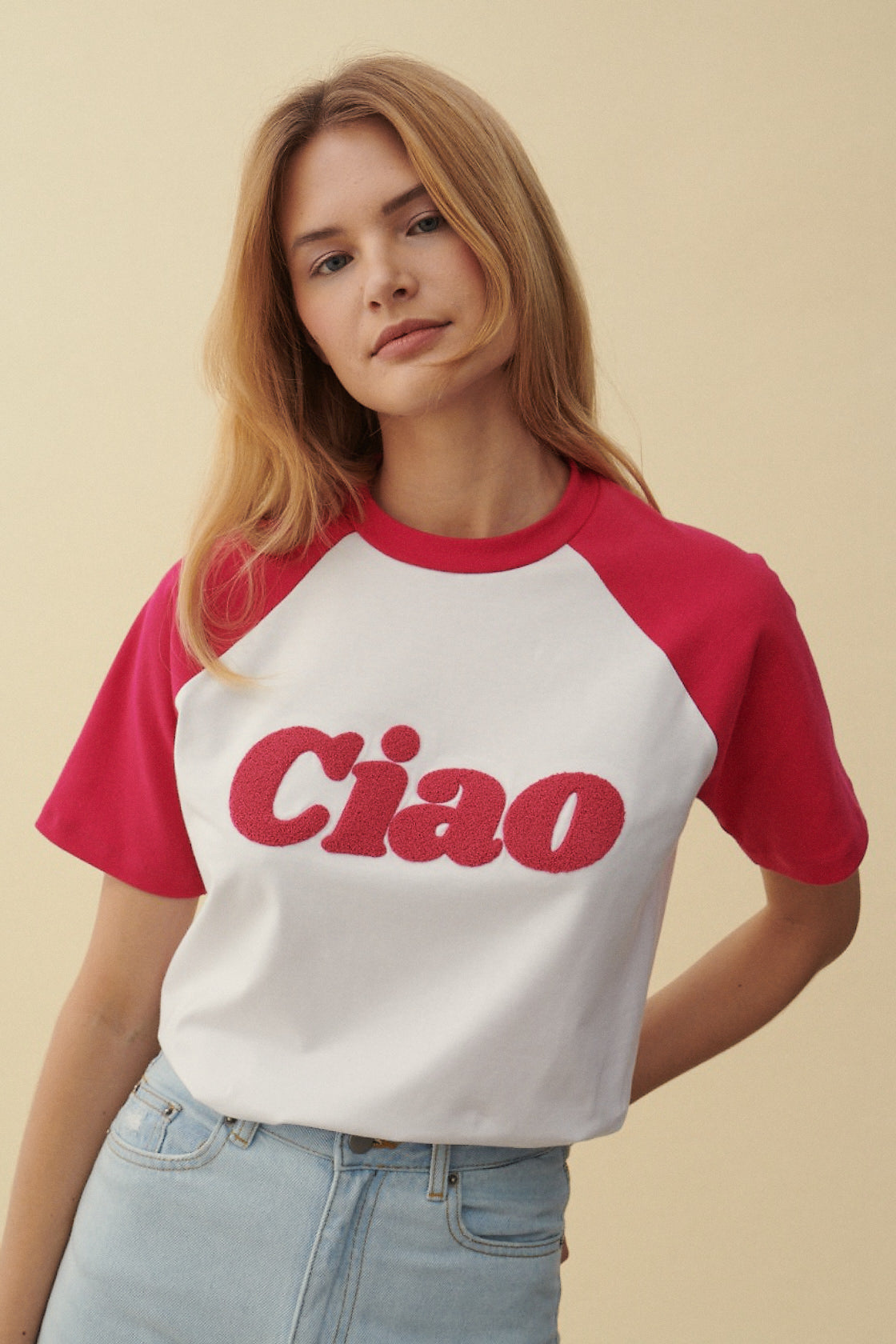 T-SHIRT BASEBALL CIAO PINK