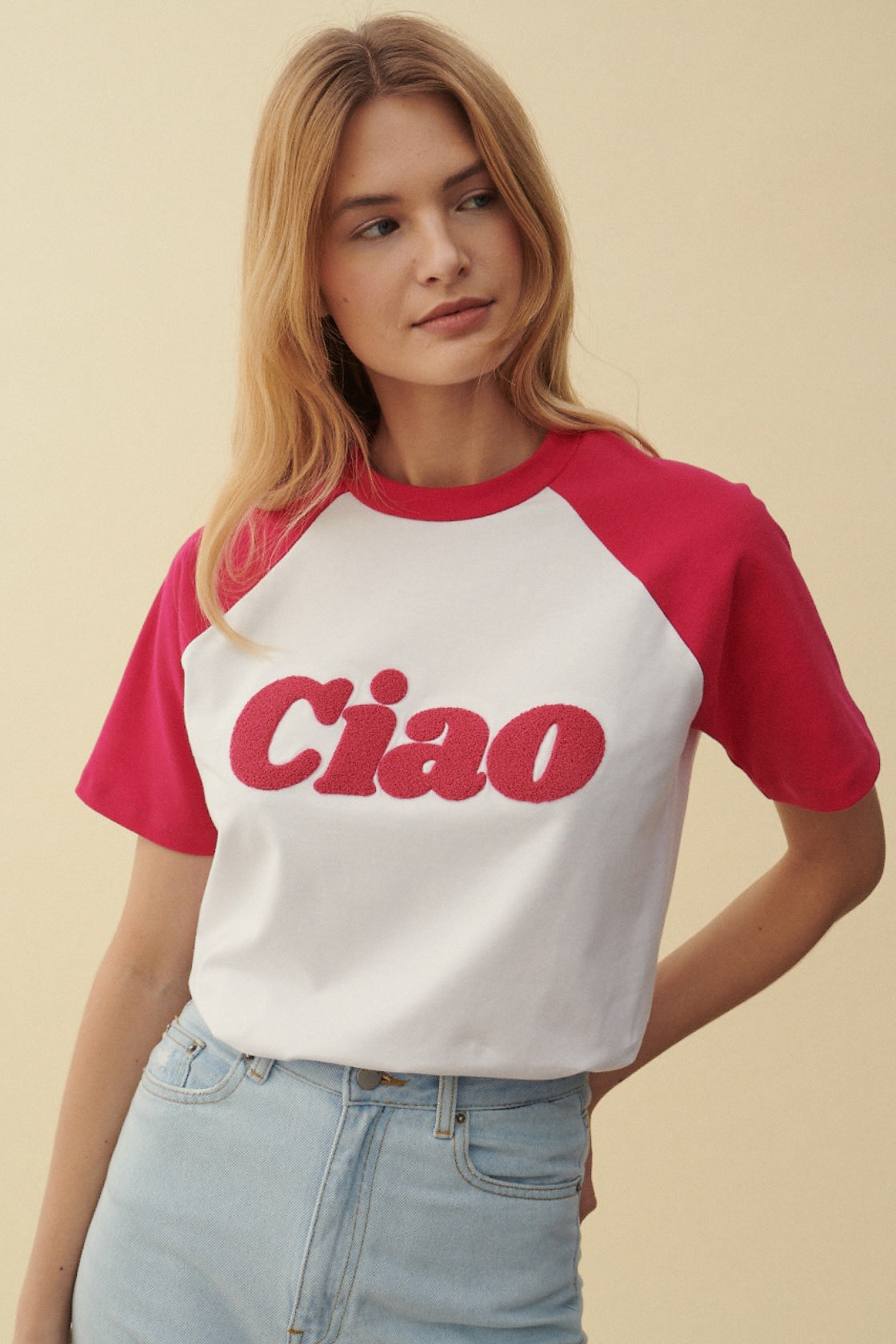 T-SHIRT BASEBALL CIAO PINK