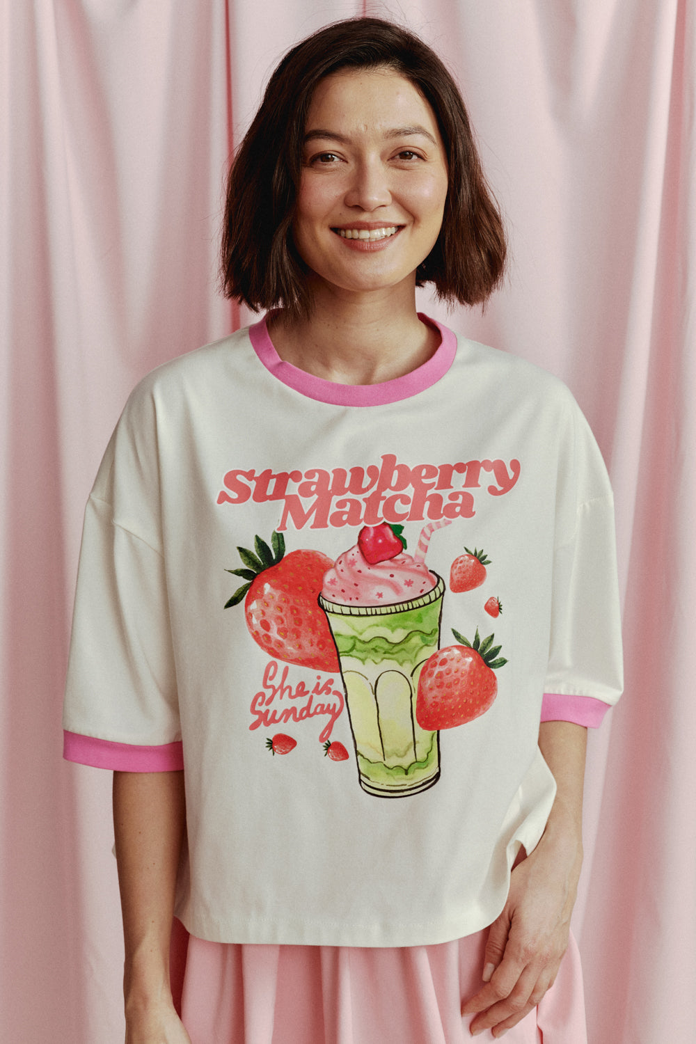 T-SHIRT STRAWBERRY MATCHA BOXY