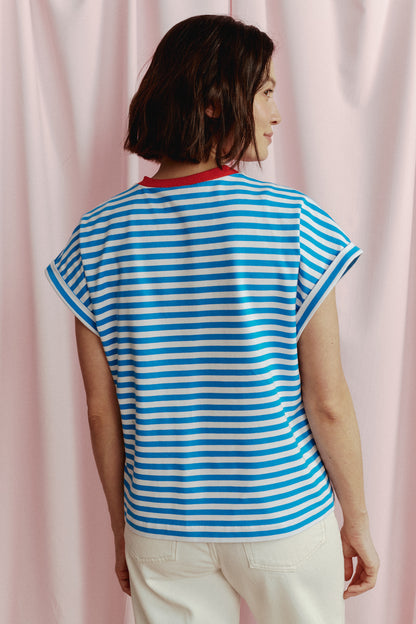 T-SHIRT MON CHERI STRIPED NIEBIESKI