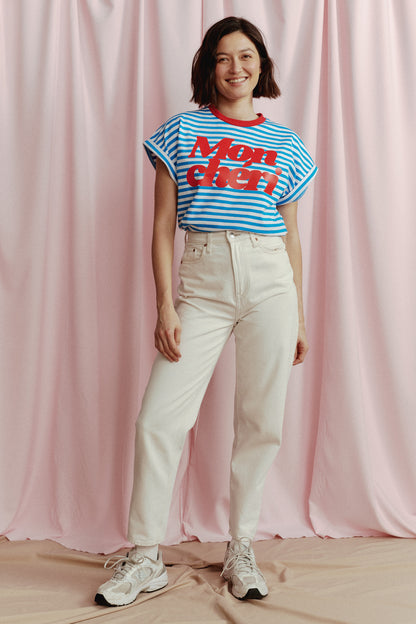 T-SHIRT MON CHERI STRIPED NIEBIESKI