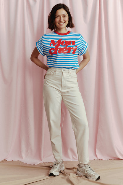 T-SHIRT MON CHERI STRIPED NIEBIESKI