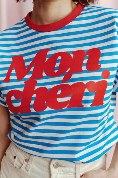 T-SHIRT MON CHERI STRIPED NIEBIESKI