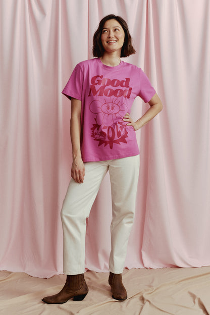 T-SHIRT GOOD MOOD RÓŻOWY