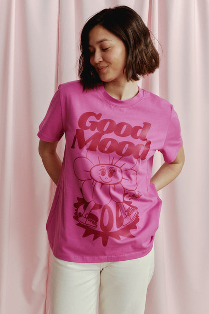 T-SHIRT GOOD MOOD RÓŻOWY