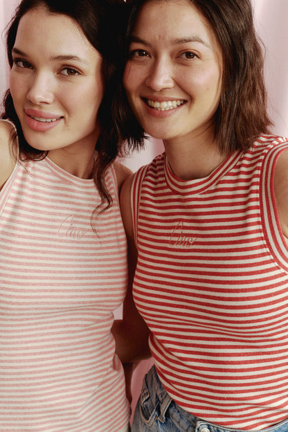 TOP STRIPED CZERWONY