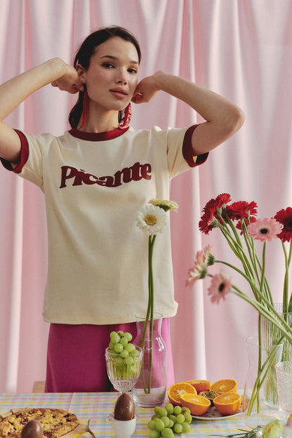 T-SHIRT PICANTE KREMOWY