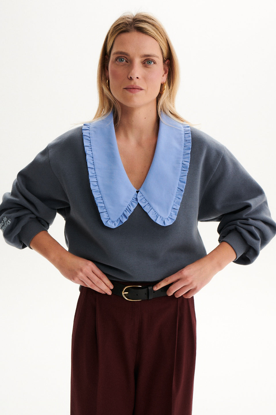 BLUZA GRACE V-NECK SZARA