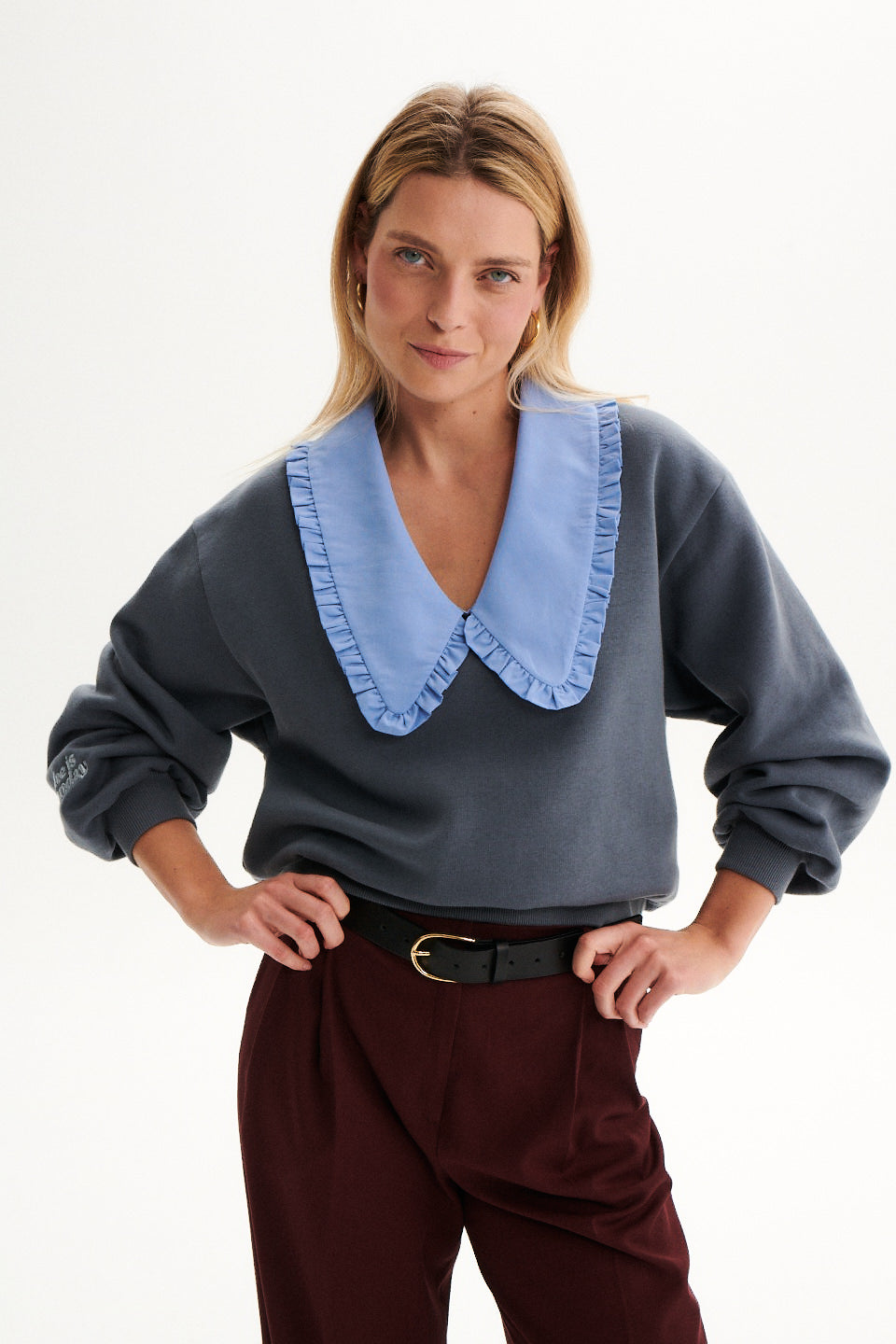 BLUZA GRACE V-NECK SZARA