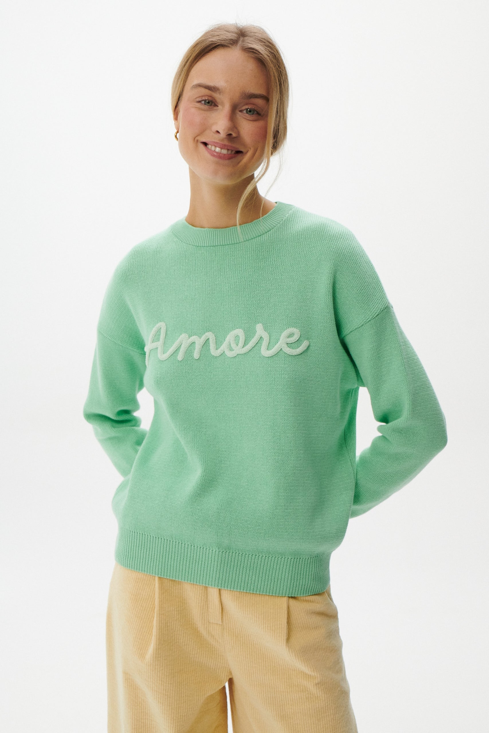 SWETER SADIE MIĘTOWY Z BAWEŁNY ORGANICZNEJ