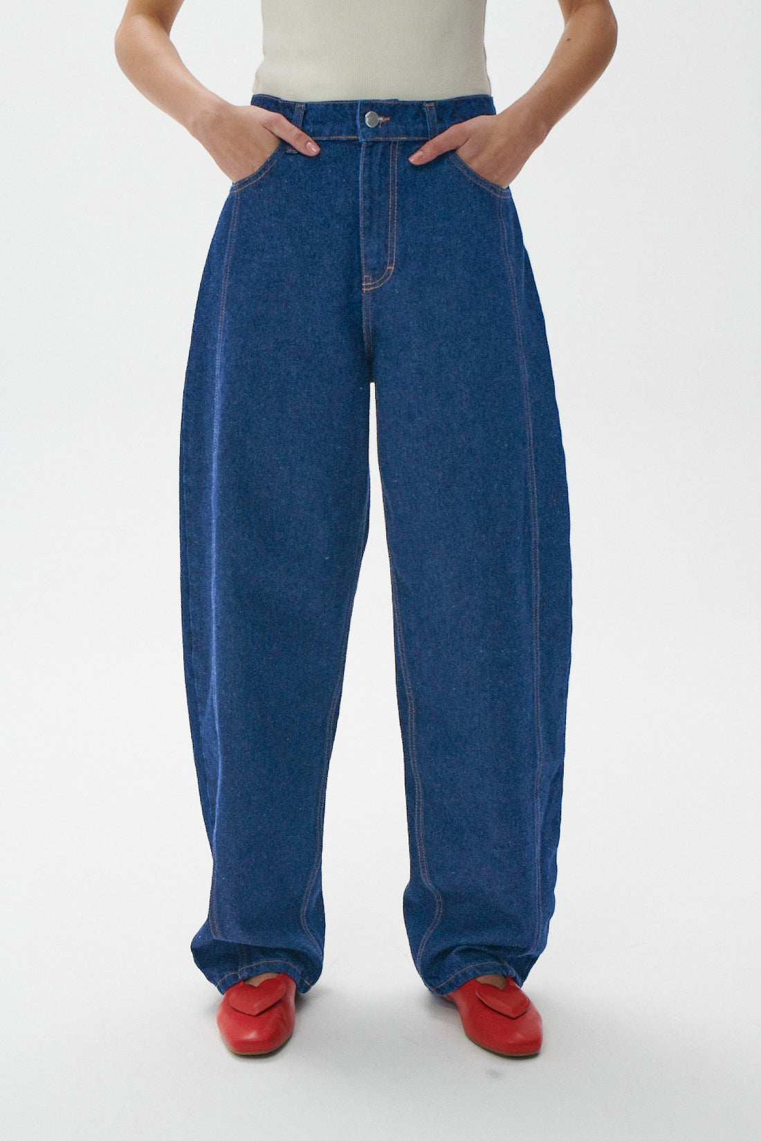 JEANSY ELARA BARREL TALL CIEMNY NIEBIESKI