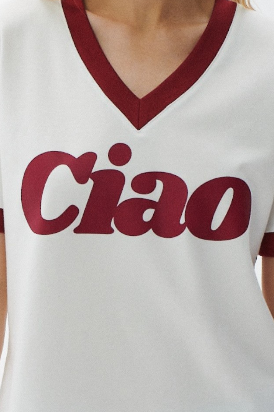 T-SHIRT CIAO V-NECK BIAŁY
