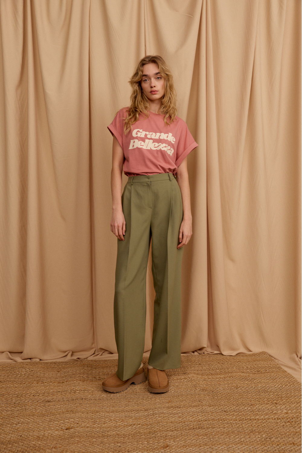 SPODNIE PANTALONI KHAKI