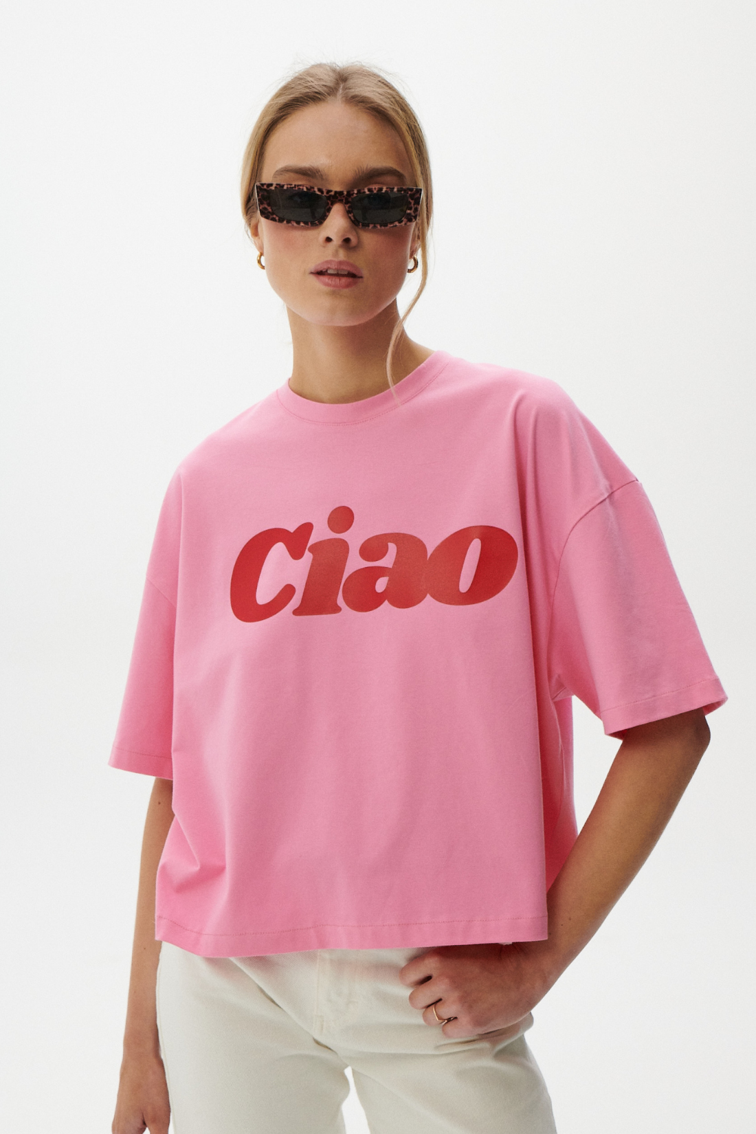 T-SHIRT CIAO SUNDAY BOXY ROŻOWY