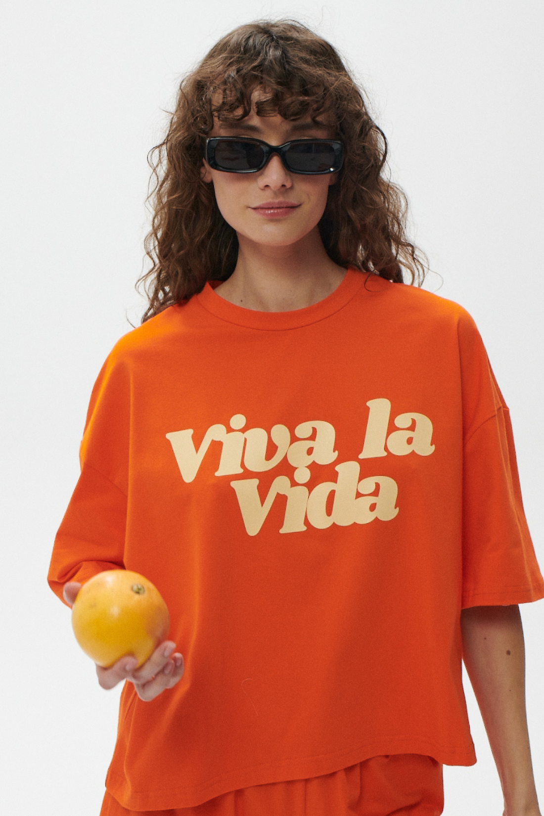 T-SHIRT VIVA LA VIDA POMARAŃCZOWY BOXY