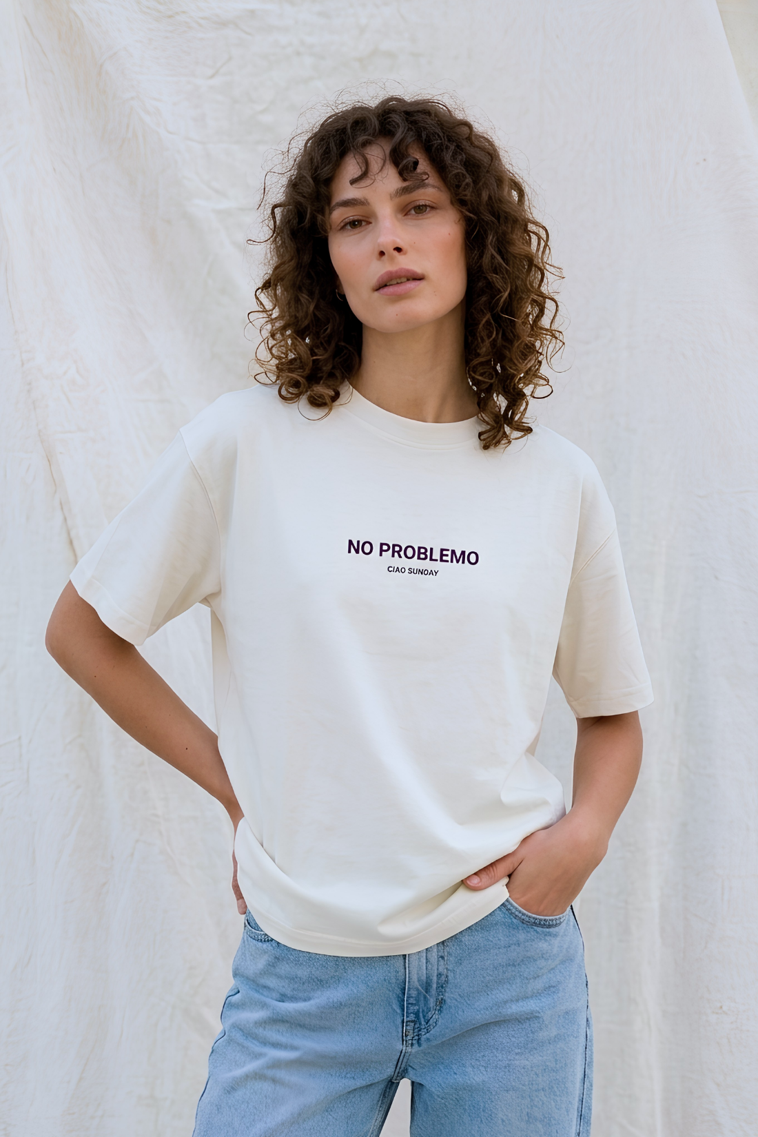 T-SHIRT NO PROBLEMO ŚMIETANKOWY