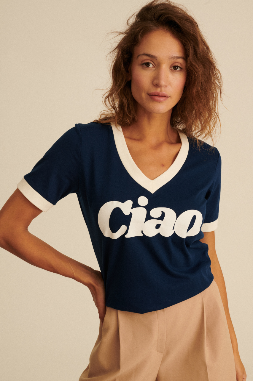 T-SHIRT CIAO V-NECK NAVY