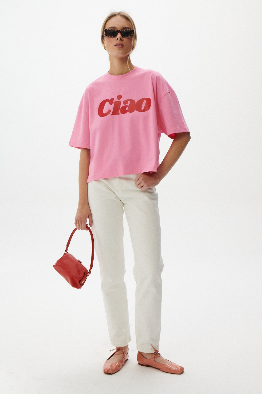 T-SHIRT CIAO SUNDAY BOXY ROŻOWY