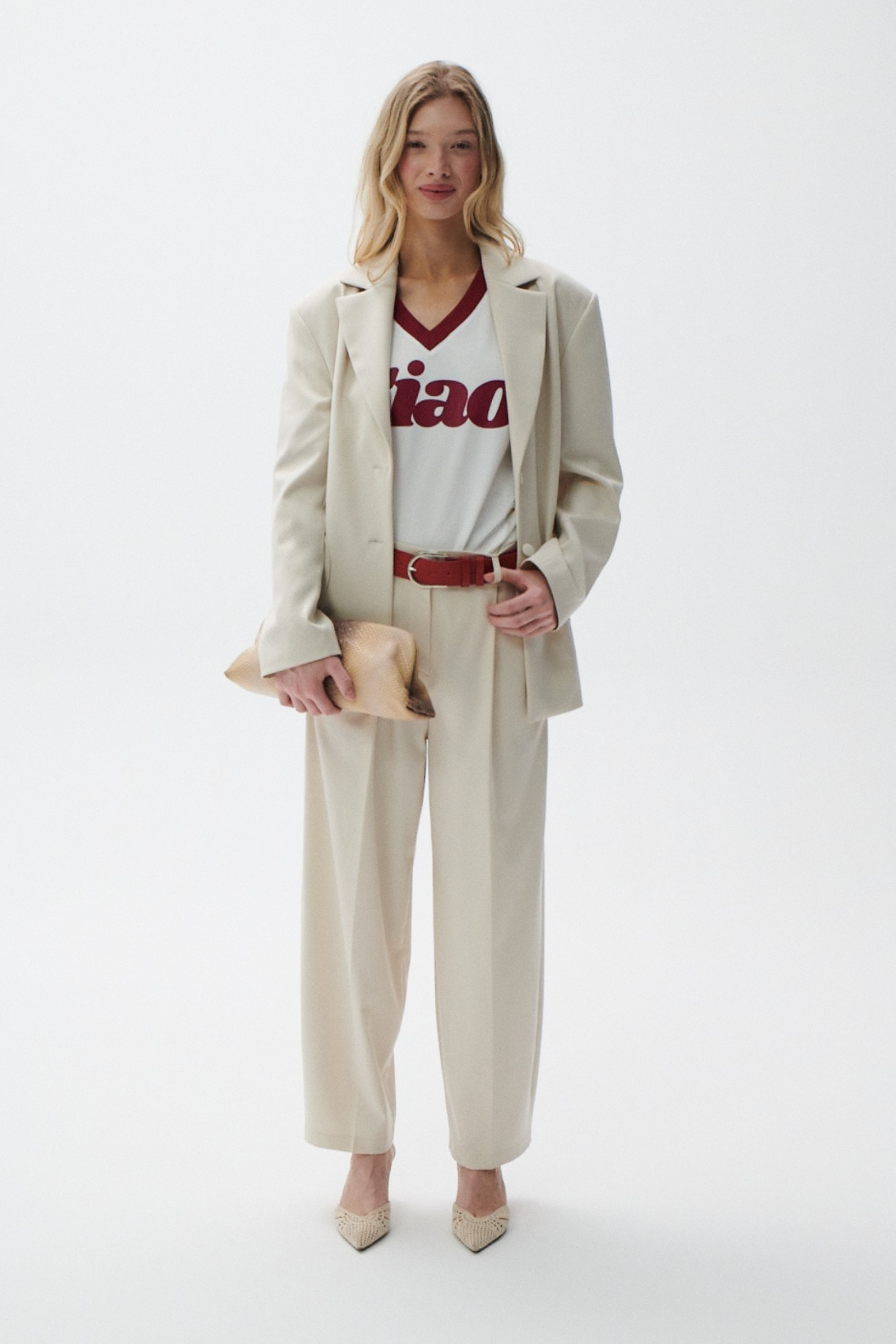 SPODNIE CELINE KREMOWE