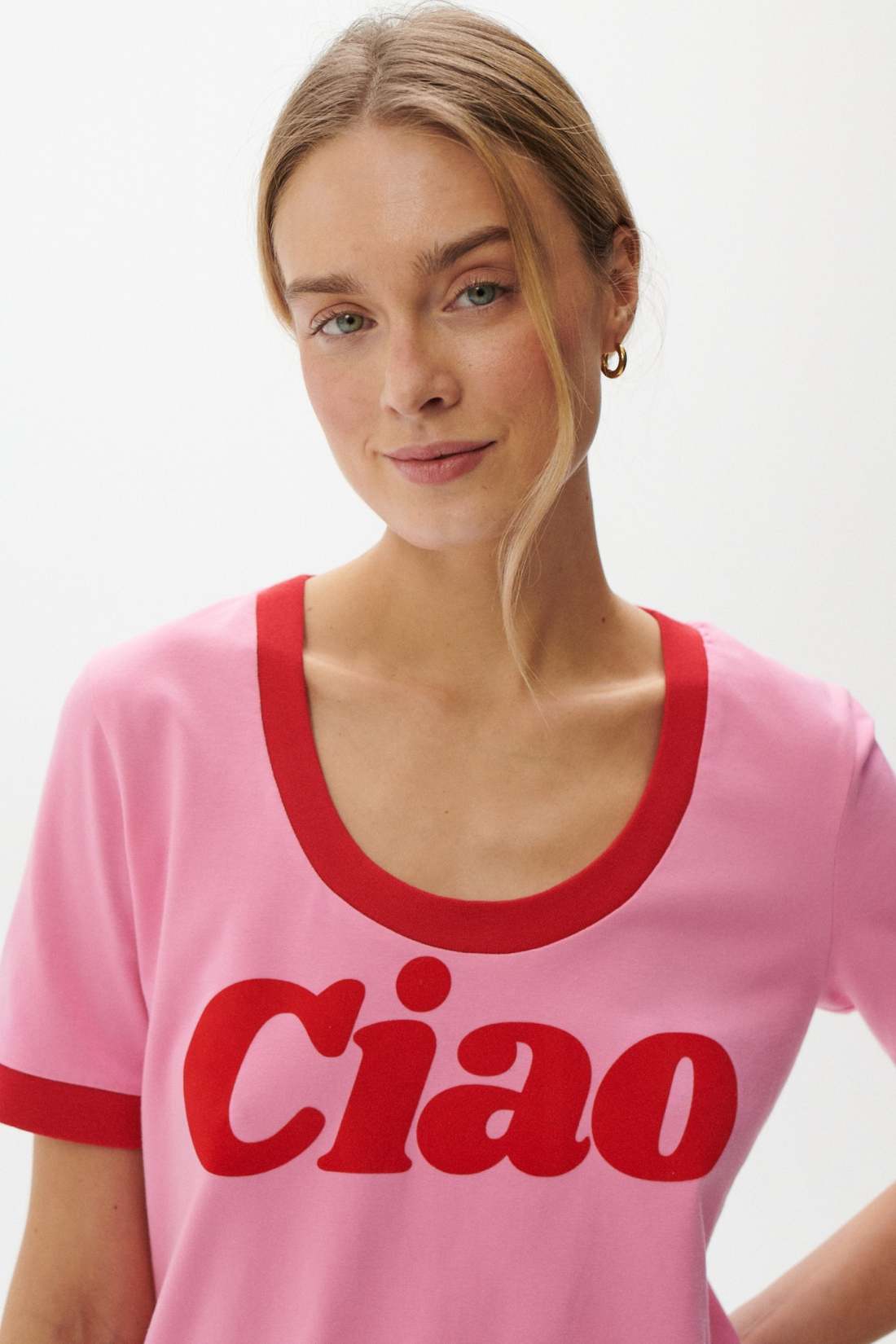 T-SHIRT CIAO SUNDAY RÓŻOWY GŁĘBOKI DEKOLT