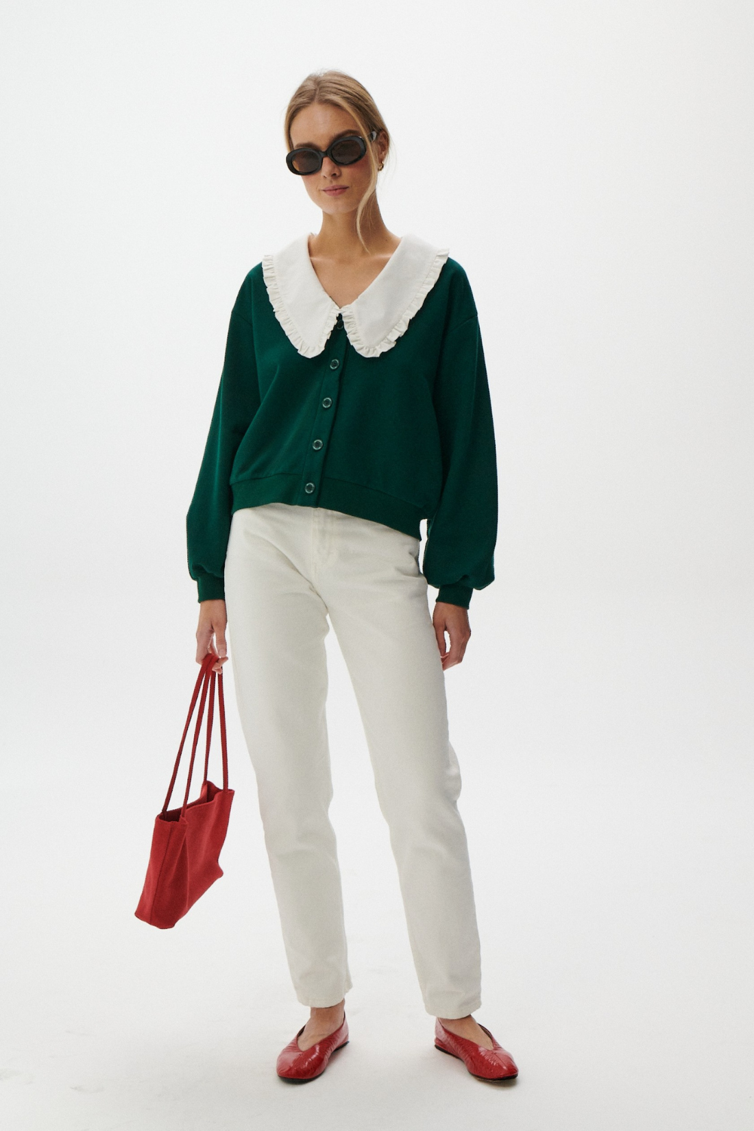 KARDIGAN GRACE V-NECK BUTELKOWA ZIELEŃ