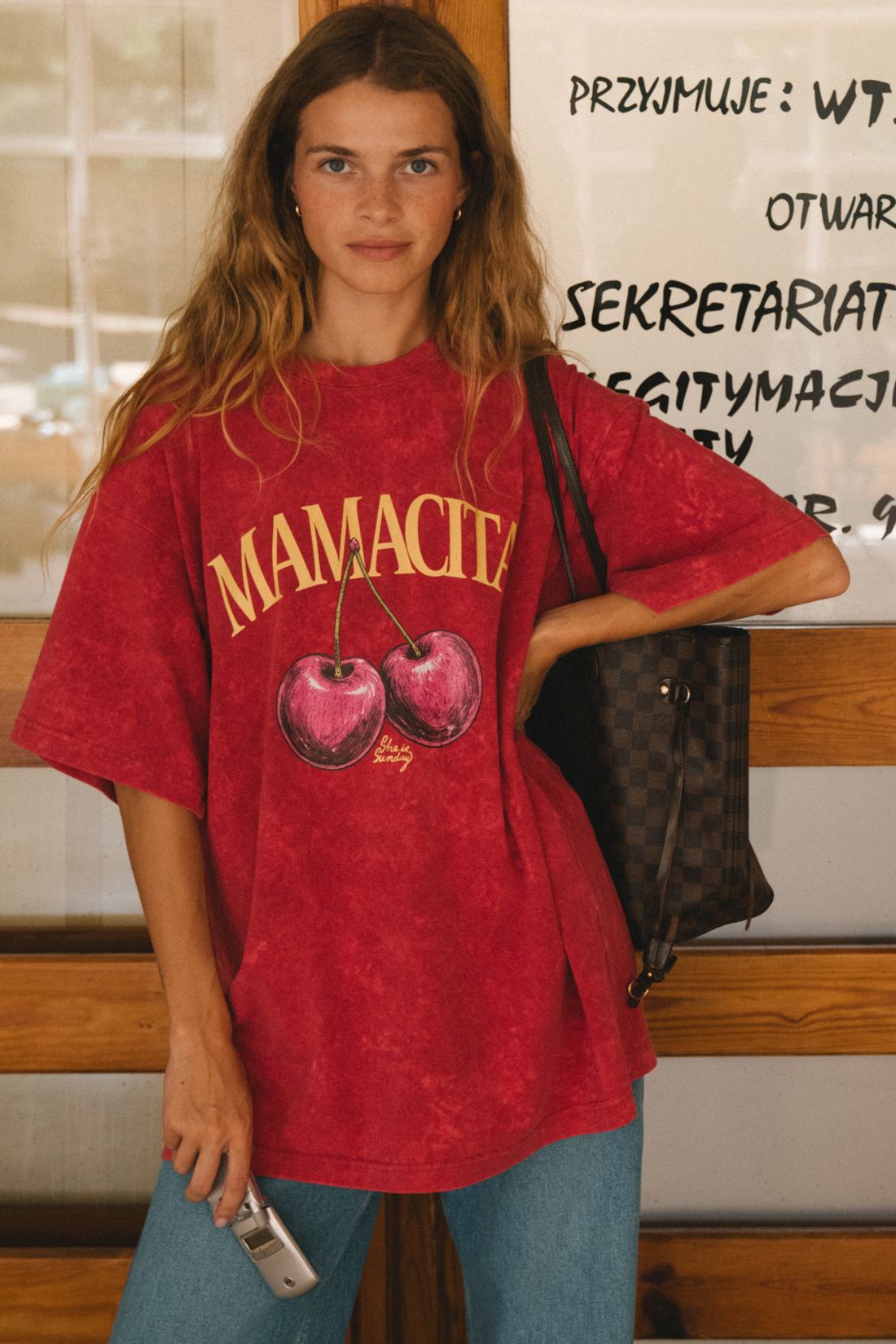 T-SHIRT MAMACITA VINTAGE MALINOWY
