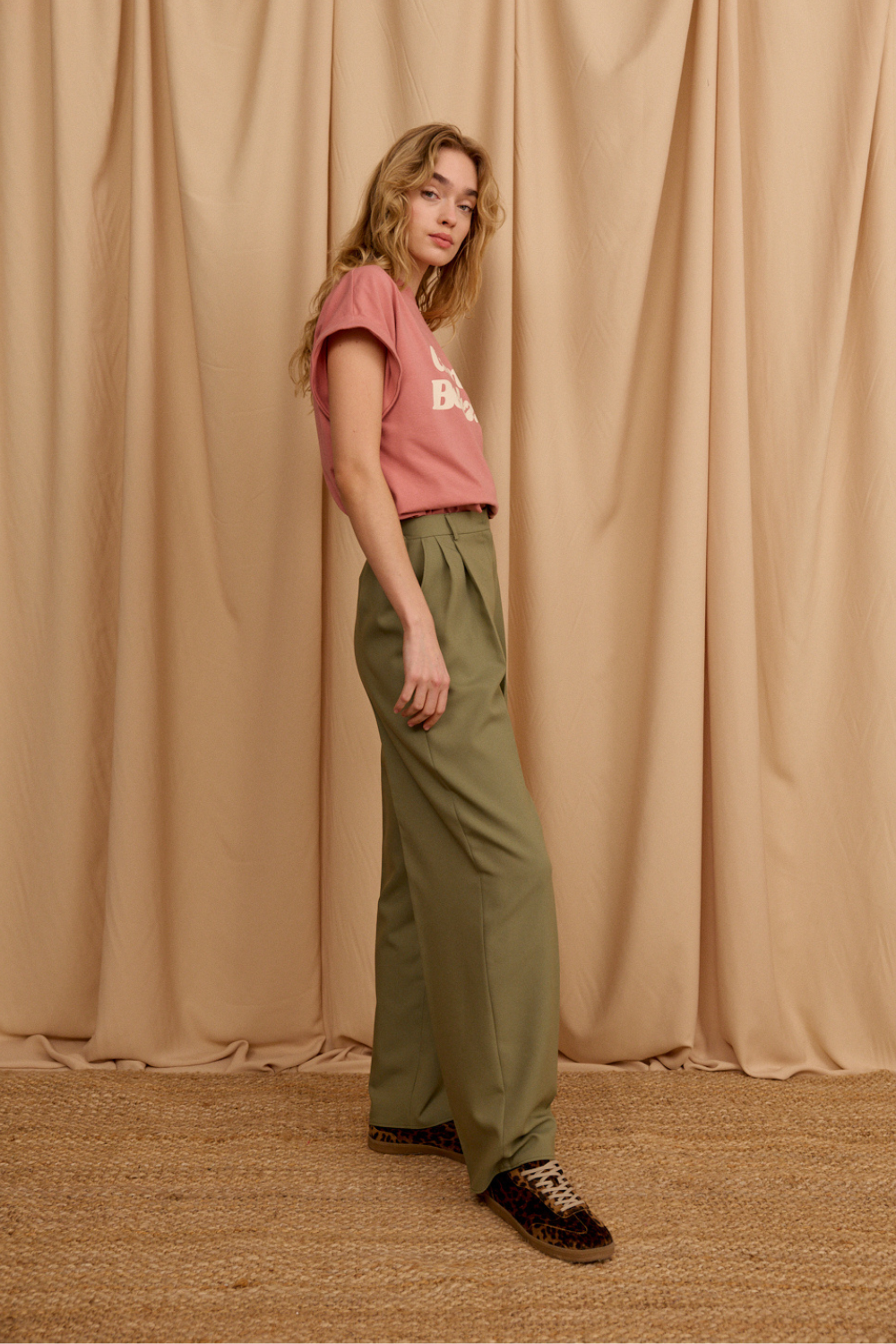 SPODNIE PANTALONI KHAKI