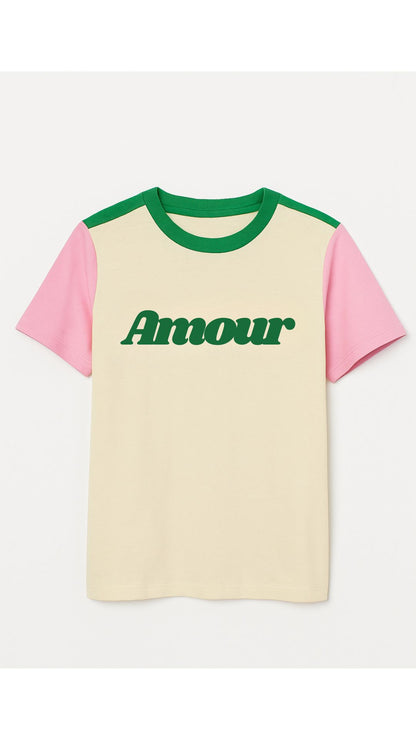 T-SHIRT AMOUR STRAWBERRY KREMOWY