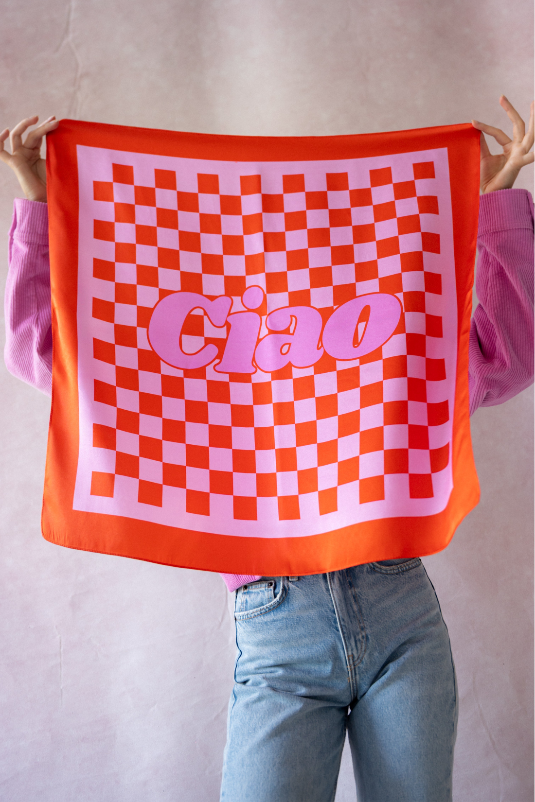 JEDWABNA APASZKA CIAO RÓŻOWA