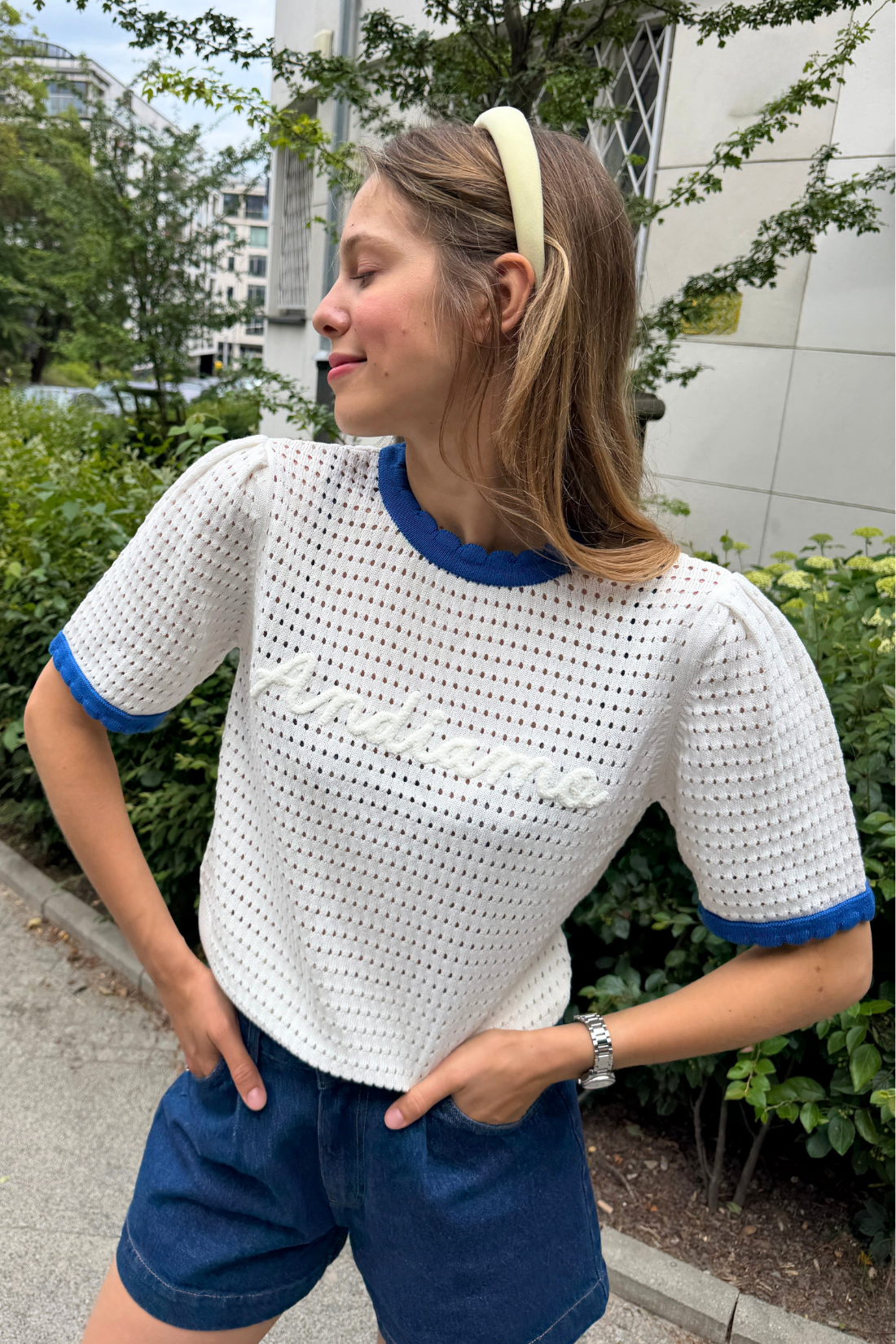 T-SHIRT AMARIS Z BAWEŁNY ORGANICZNEJ ECRU