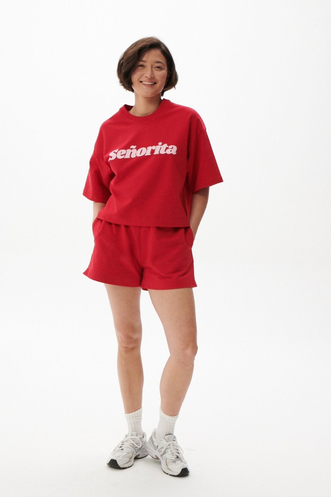 T-SHIRT SEÑORITA BOXY KARMINOWY