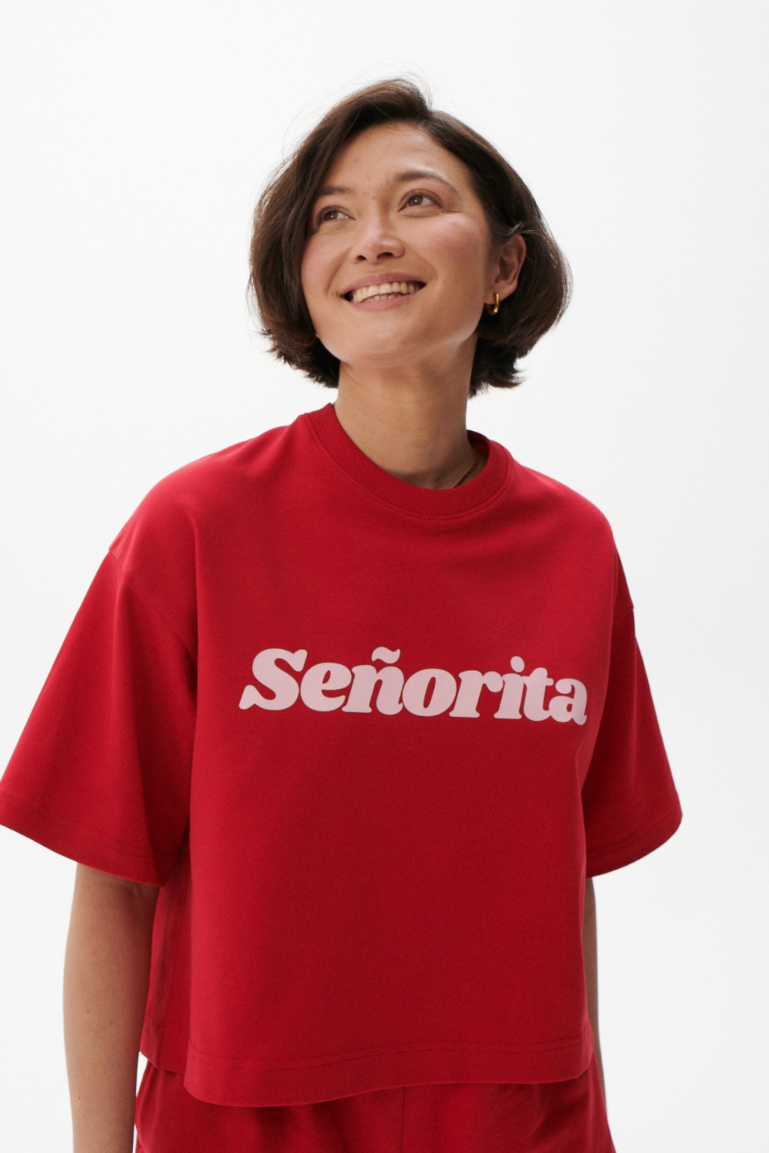 T-SHIRT SEÑORITA BOXY KARMINOWY
