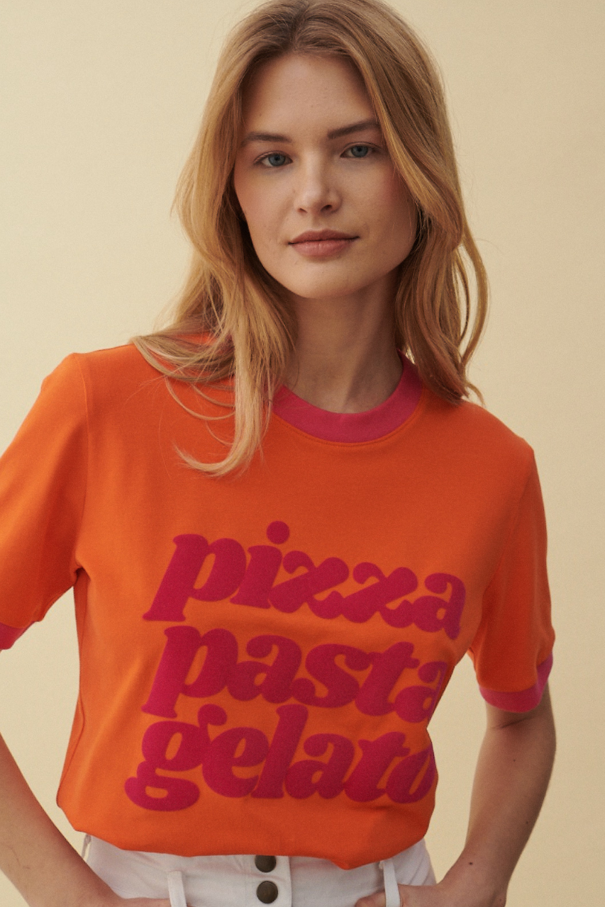 T-SHIRT PIZZA PASTA GELATO ORANGE