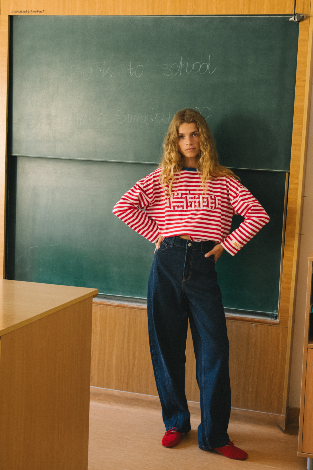 LONGSLEEVE SUZETTE CZERWONO-BIAŁY