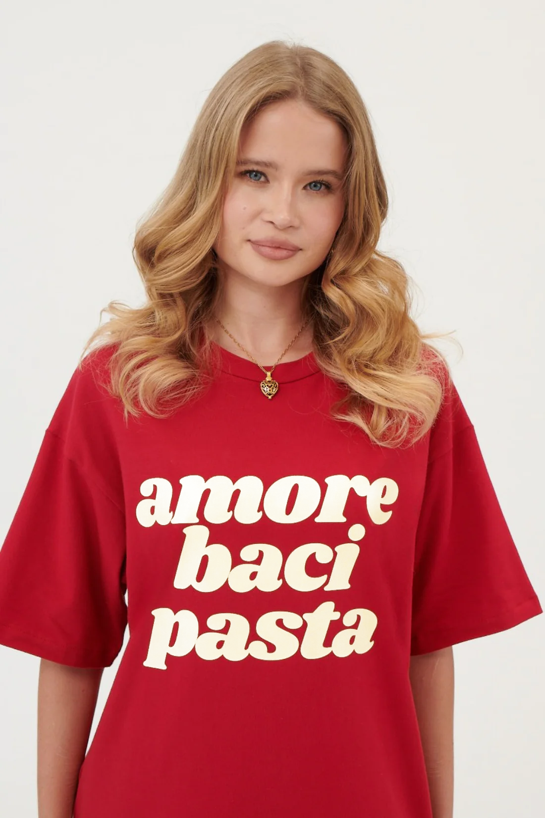 T-SHIRT AMORE BACI PASTA CZERWONY