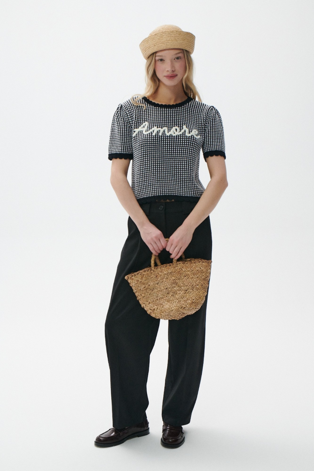 T-SHIRT FRIDA CZARNO-BIAŁY Z BAWEŁNY ORGANICZNEJ