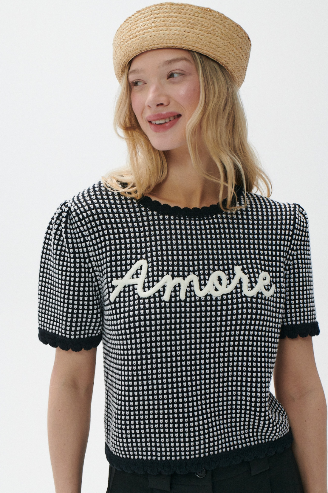 T-SHIRT FRIDA CZARNO-BIAŁY Z BAWEŁNY ORGANICZNEJ