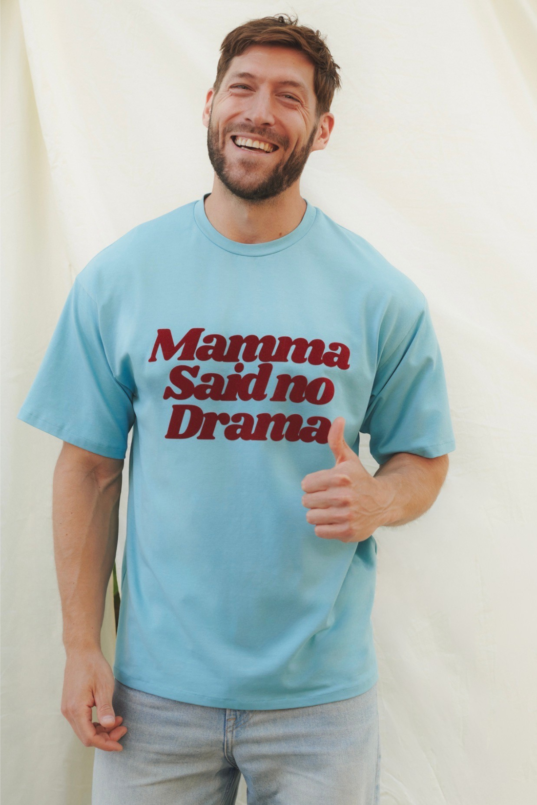T-SHIRT NO DRAMA MAMA NIEBIESKI - MEN