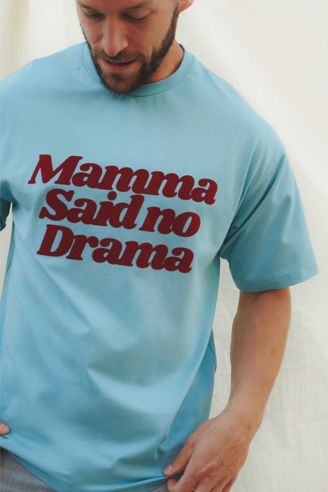 T-SHIRT NO DRAMA MAMA NIEBIESKI - MEN