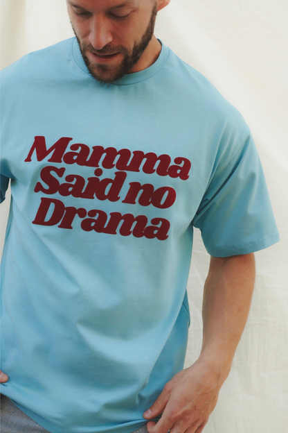 T-SHIRT NO DRAMA MAMA NIEBIESKI - MEN