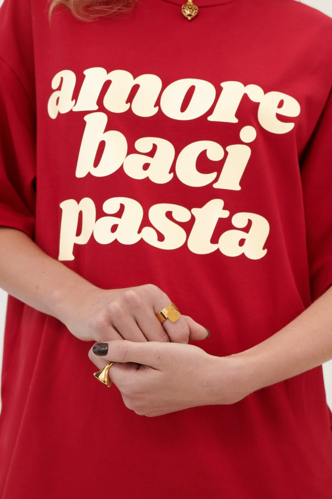 T-SHIRT AMORE BACI PASTA CZERWONY