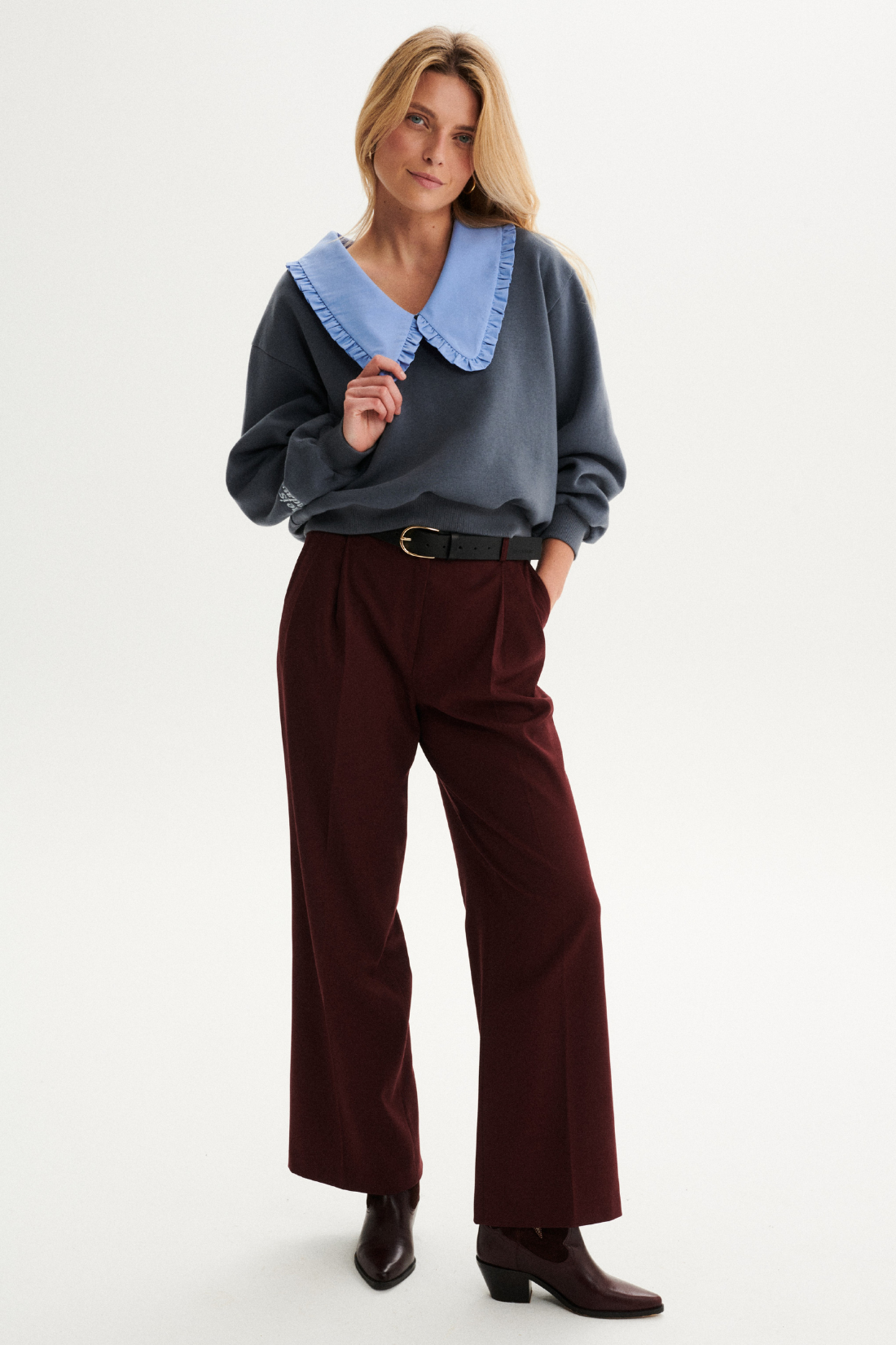 SPODNIE PANTALONI BORDO