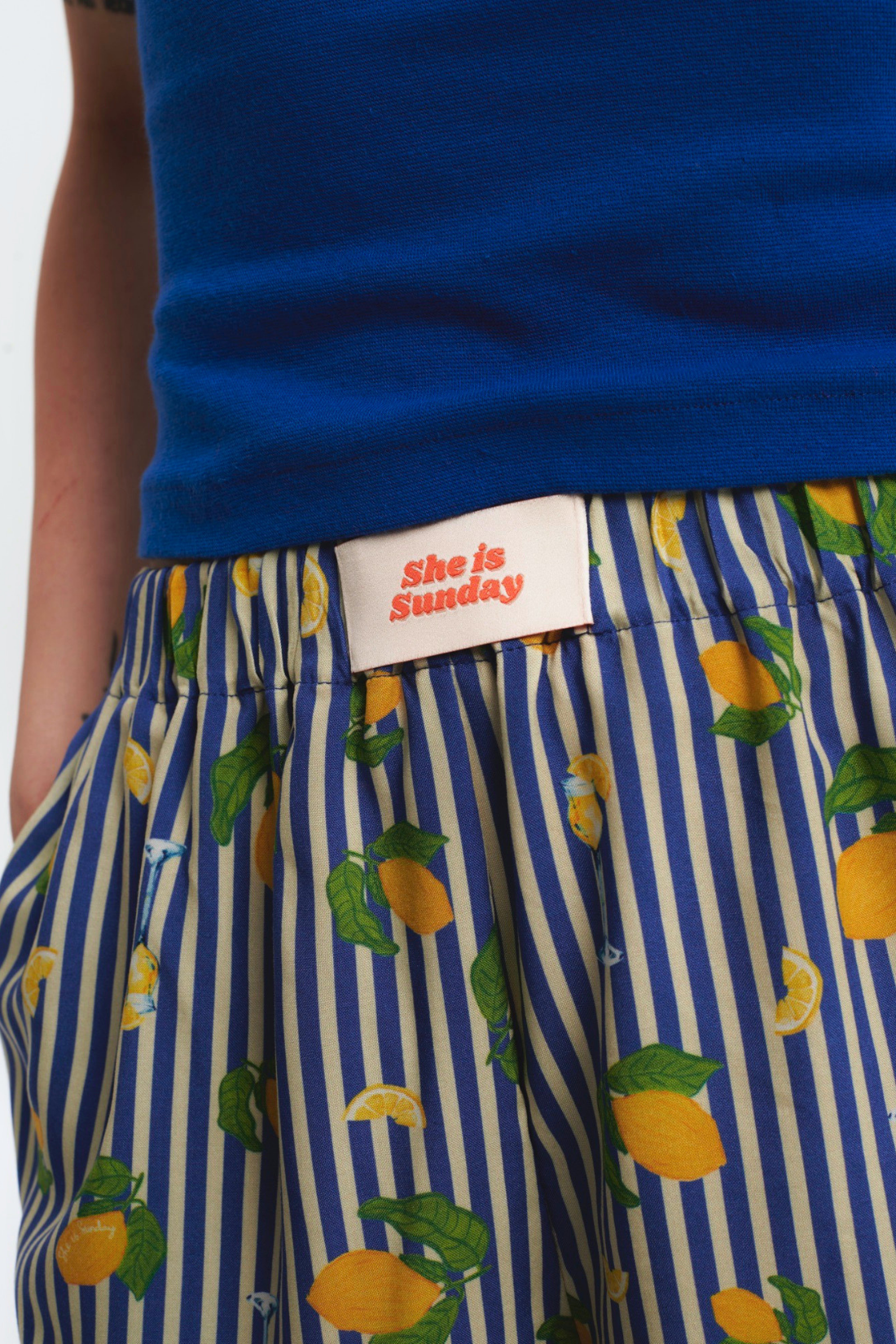 STRIPED PANAMA SHORTS