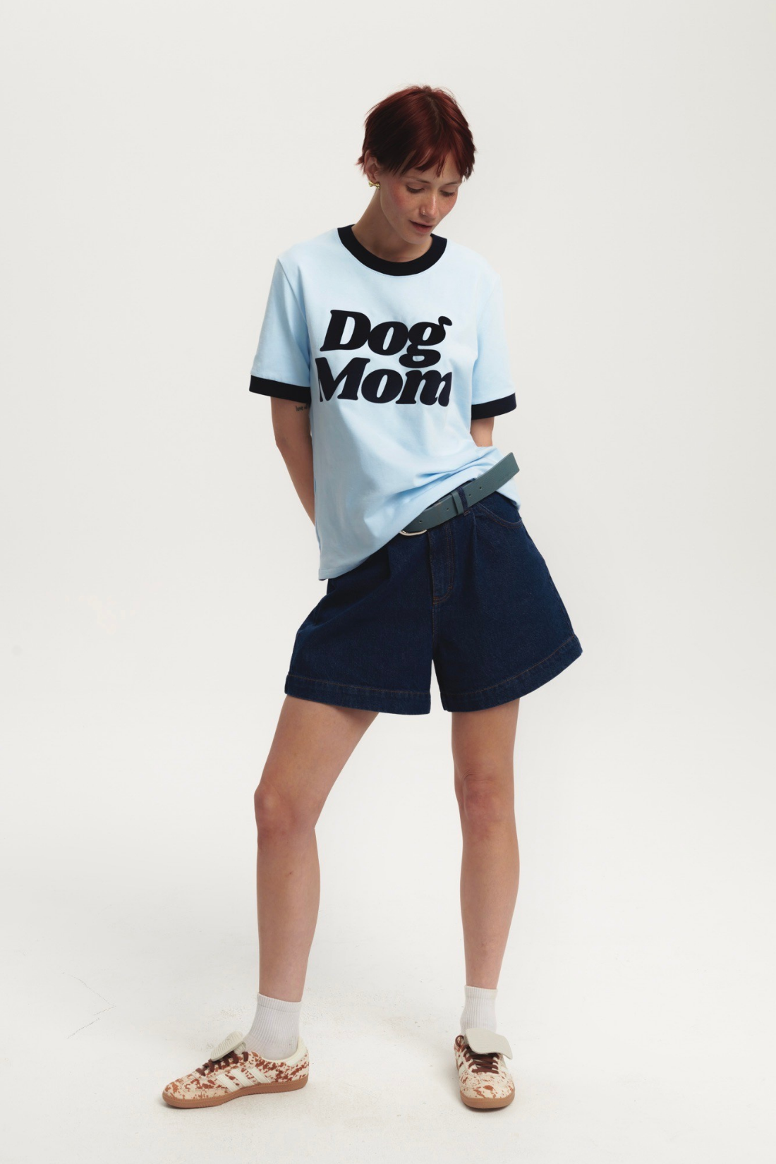 T-SHIRT DOG MOM NIEBIESKI