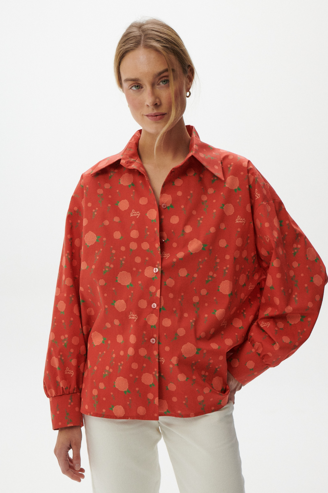 KOSZULA ROSALIA PRINT CZERWONA